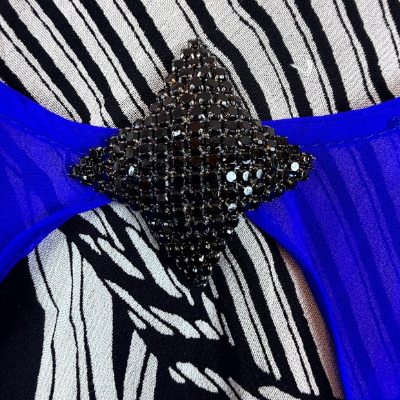 Art To Wear Abstract Dress Women XL (fits Small) Blue Black Layered Eclectic - Picture 3 of 6